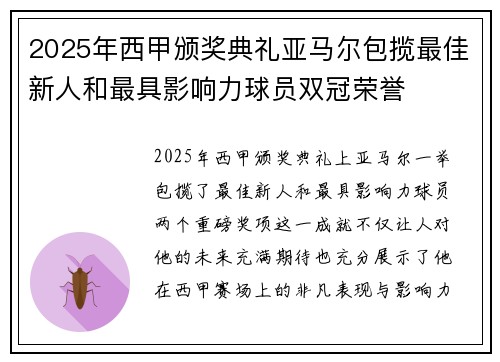 2025年西甲颁奖典礼亚马尔包揽最佳新人和最具影响力球员双冠荣誉 2025年西甲颁奖典礼亚马尔包揽最佳新人和最具影响力球员双冠荣誉